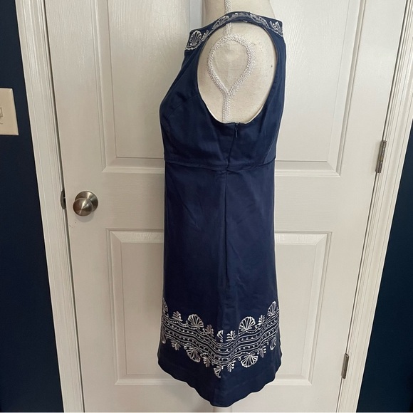 Lilly Pulitzer Navy Blue White Embroidered Seashell Dress - Picture 5 of 8